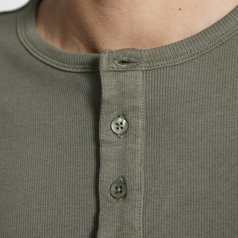 Rib knit long sleeve tee "Zane" Green
